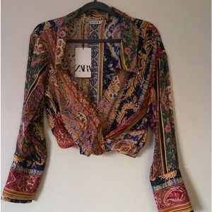 Zara Print Twist Blouse